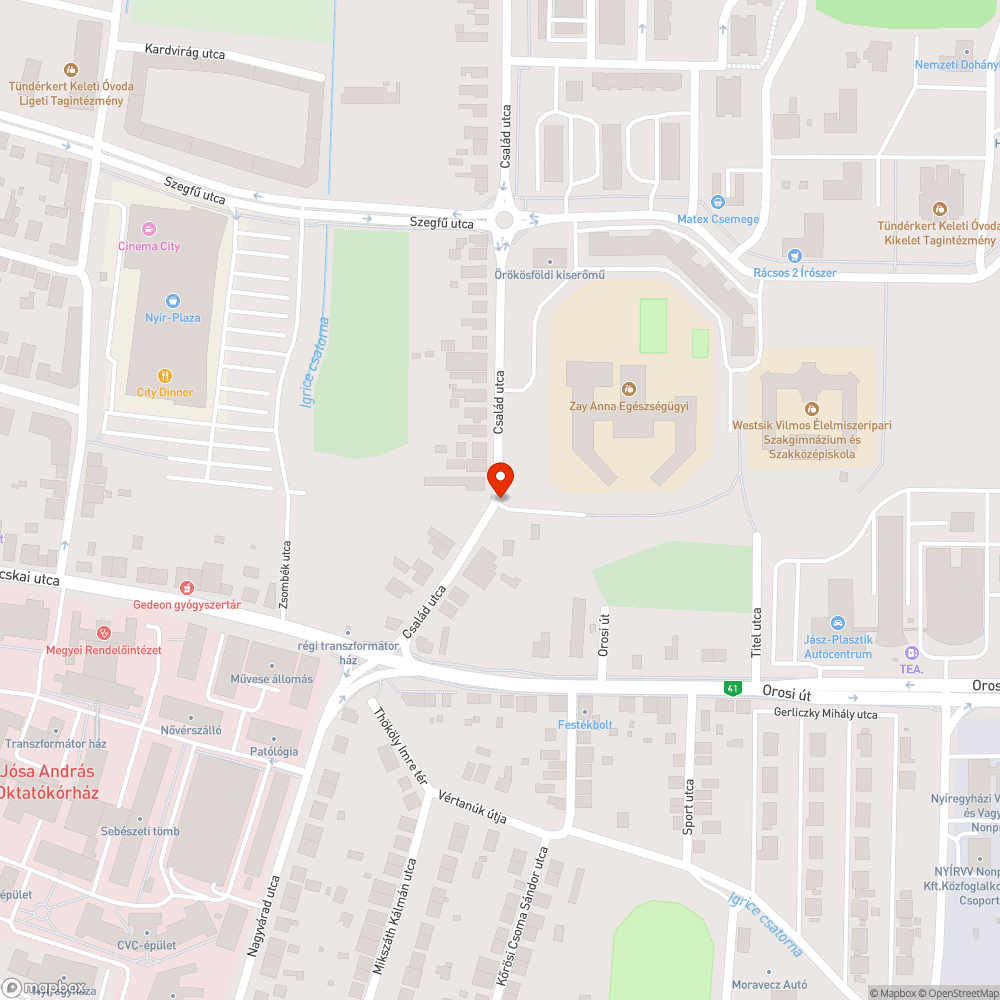 Zebra - Család u. bejelentés helye