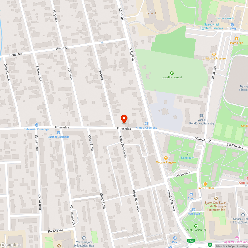 Eltömődött csatorna bejelentés helye