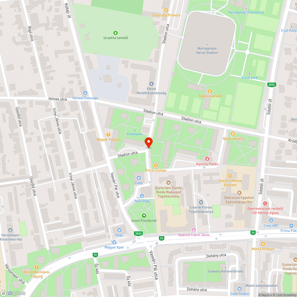 Eltömődött csapadékvíz elvezető bejelentés helye