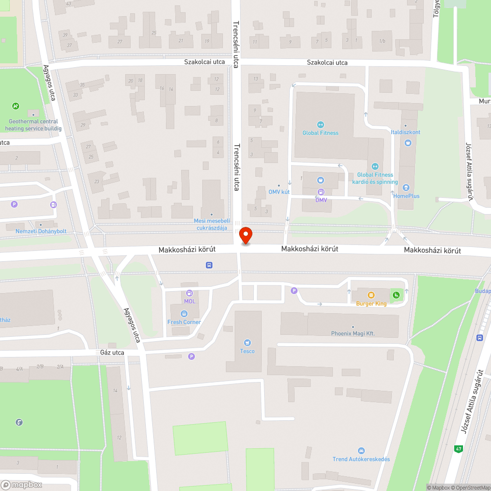 Nagyon mély kátyú bejelentés helye