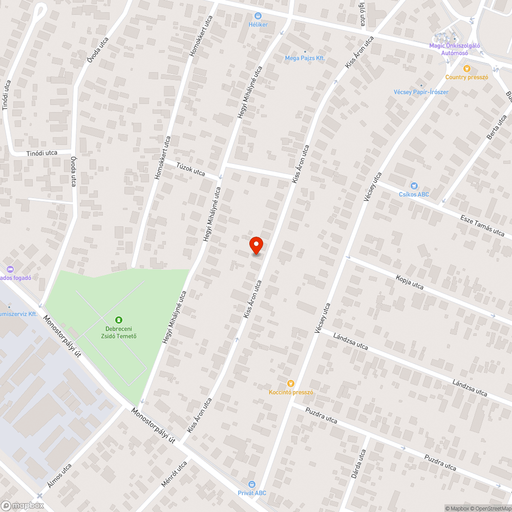 Úthiba bejelentés helye