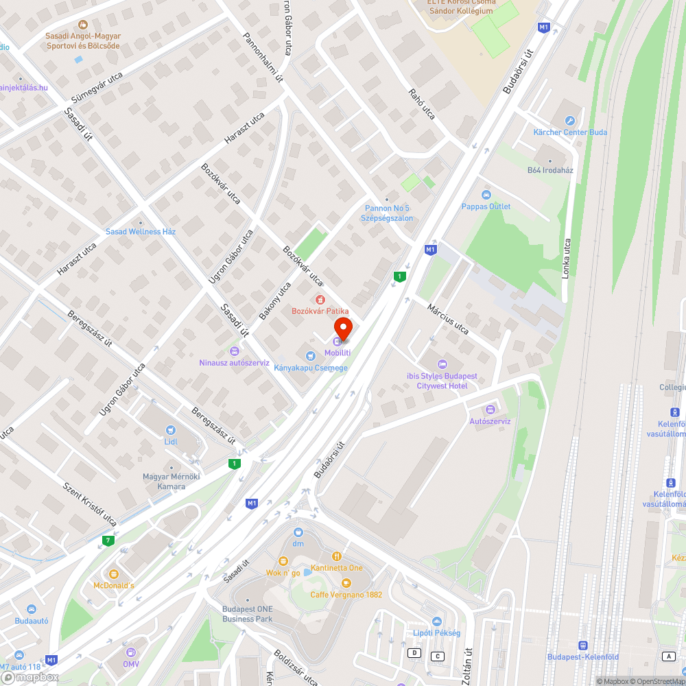 Sasadi út Volánbusz megálló bejelentés helye