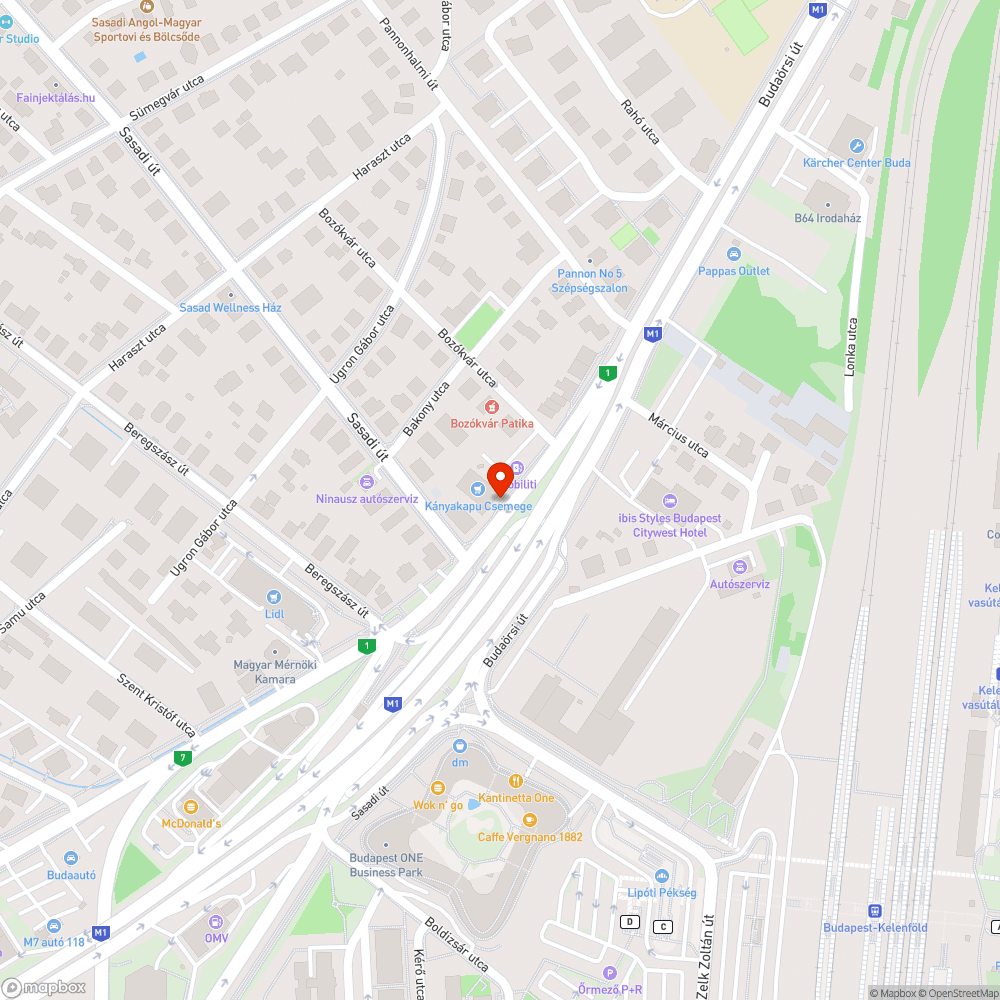 Sasadi út BKK buszmegálló bejelentés helye