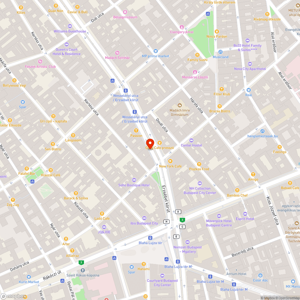 Szűk kerékpárúti kátyú bejelentés helye