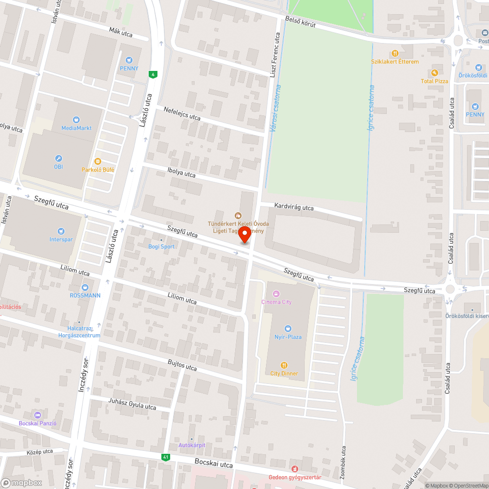 Felnyomott út - Szegfű u. bejelentés helye