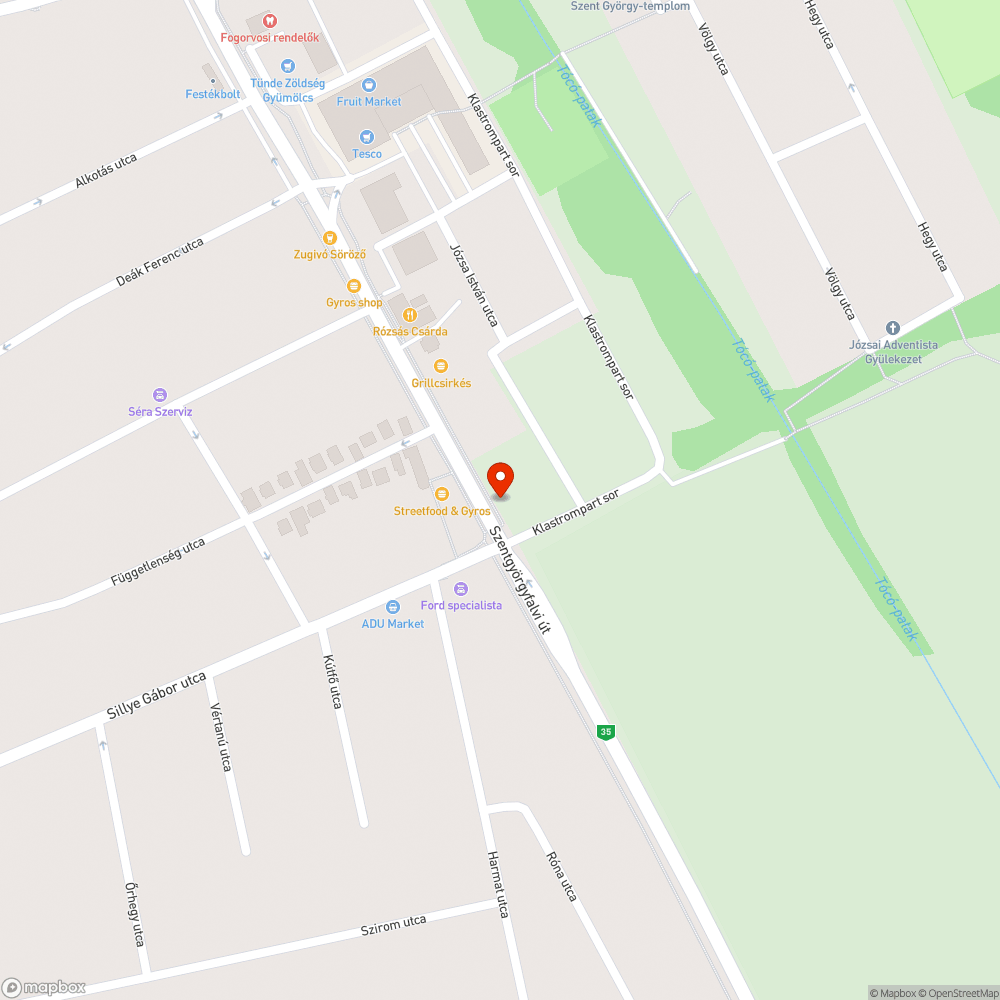 Kátyúk a kerékpárúton bejelentés helye