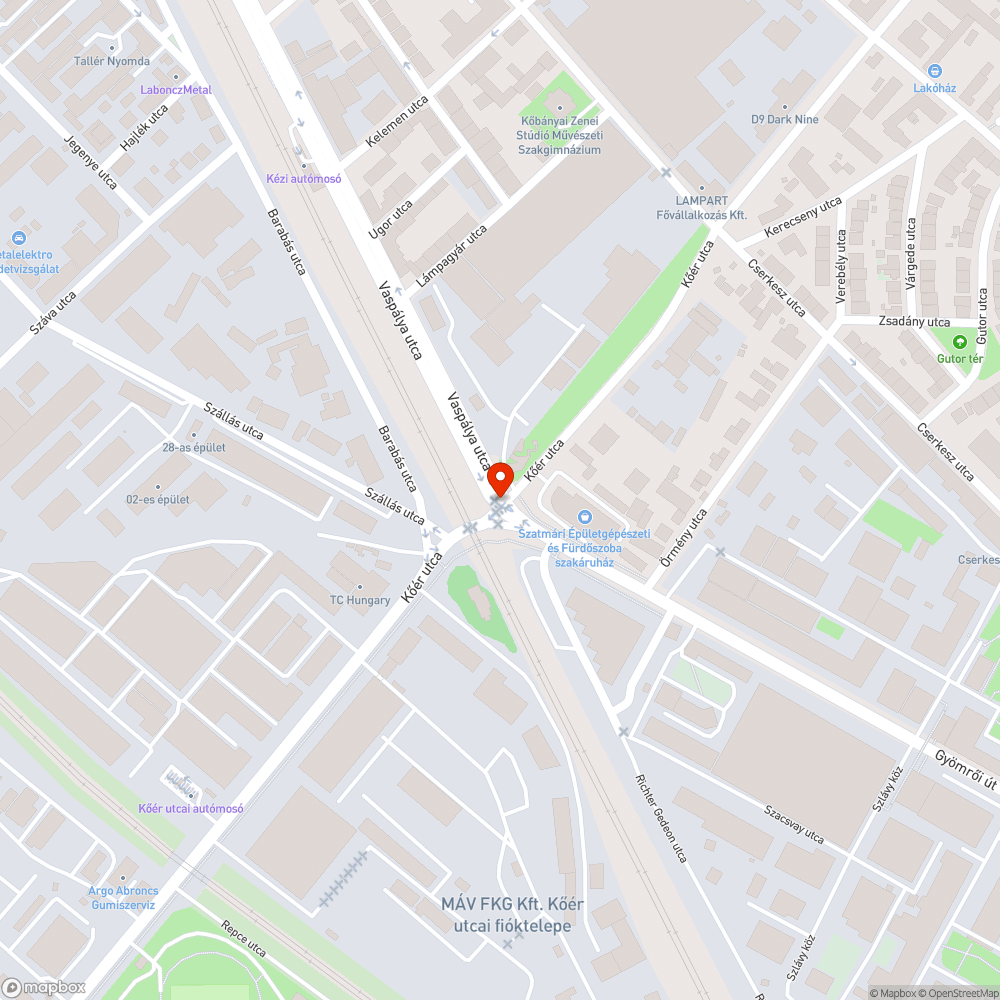 Sötét lámpák a Kőér utcai vasúti átjáróban bejelentés helye