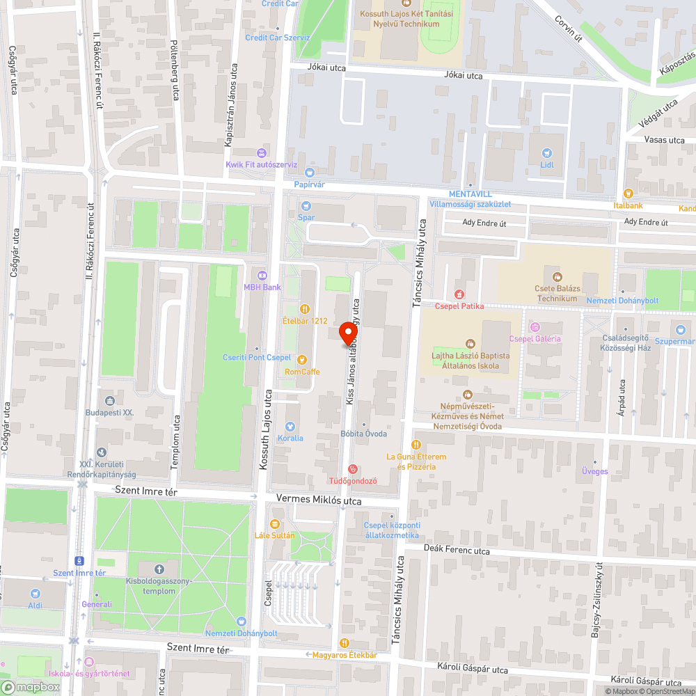 Két kiszáradt fa bejelentés helye