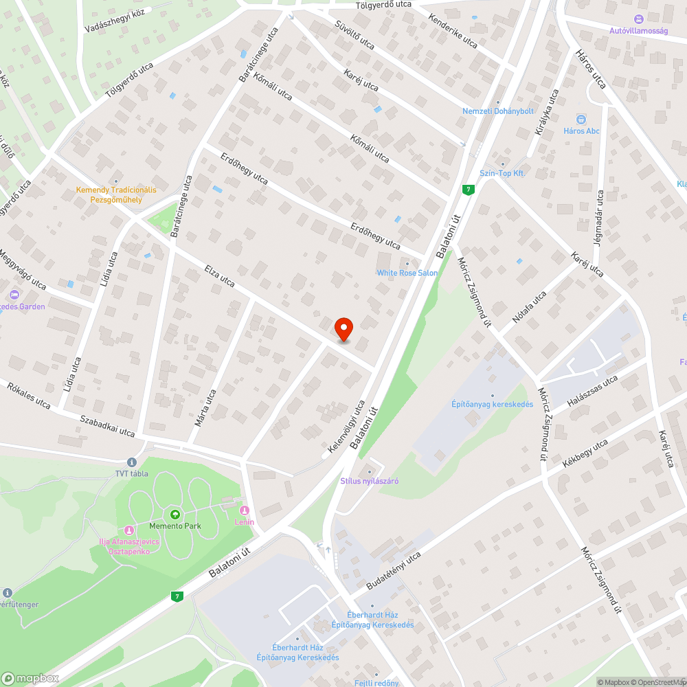 Kátyú az Elza utcában bejelentés helye