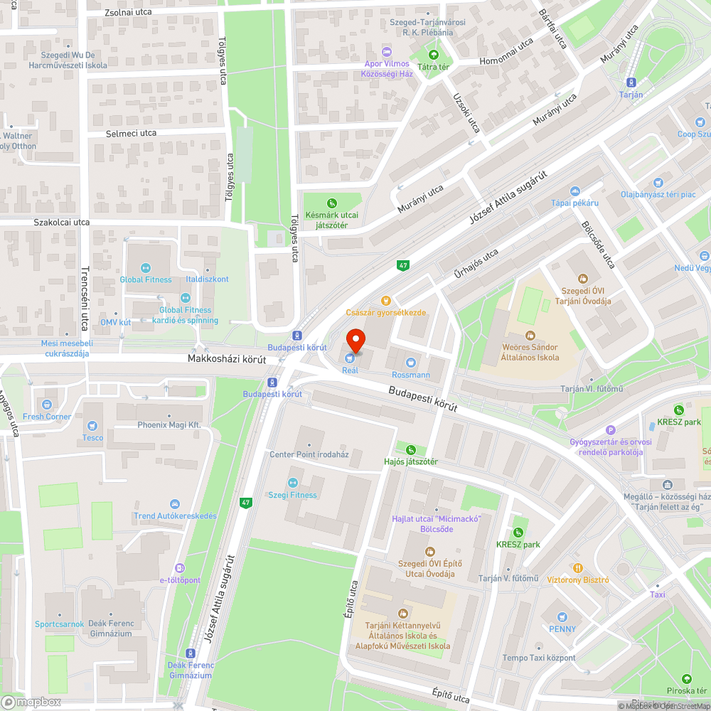 Leszakadt folyóka tető a József Attila sgt. (Budapesti krt.) buszmegállónál bejelentés helye