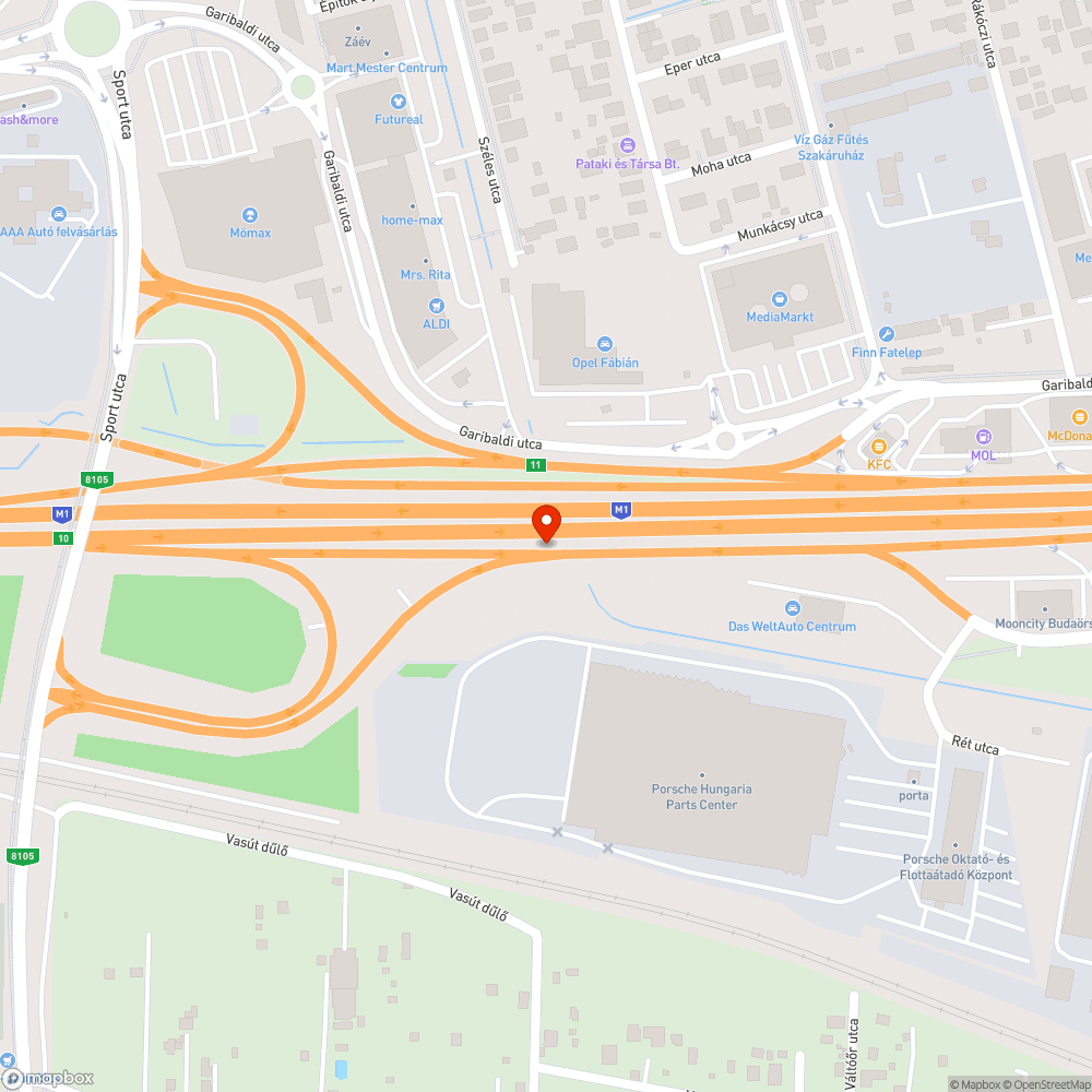 Kátyú az M7-es pálya mellett bejelentés helye