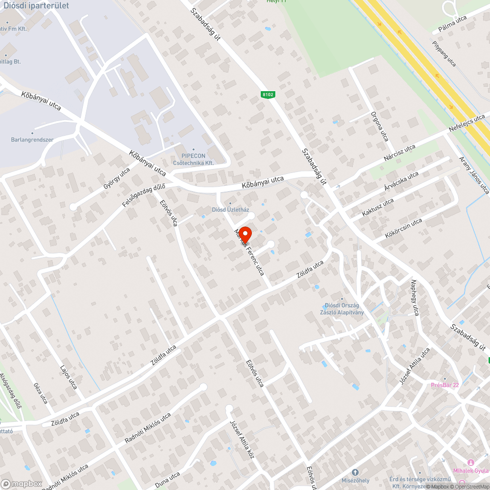 Diósd, Markos Ferenc utca kátyújavítási kérelem bejelentés helye