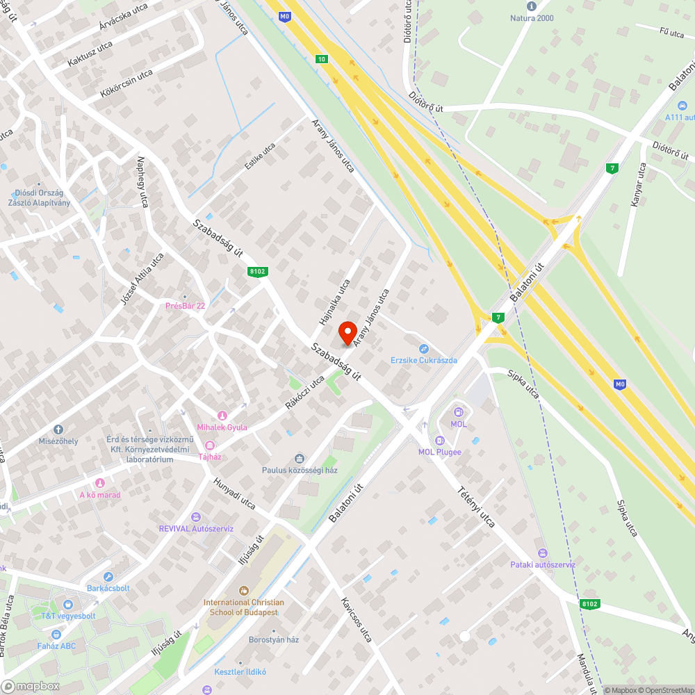 Diósd - Arany János utca - Kátyú bejelentés helye