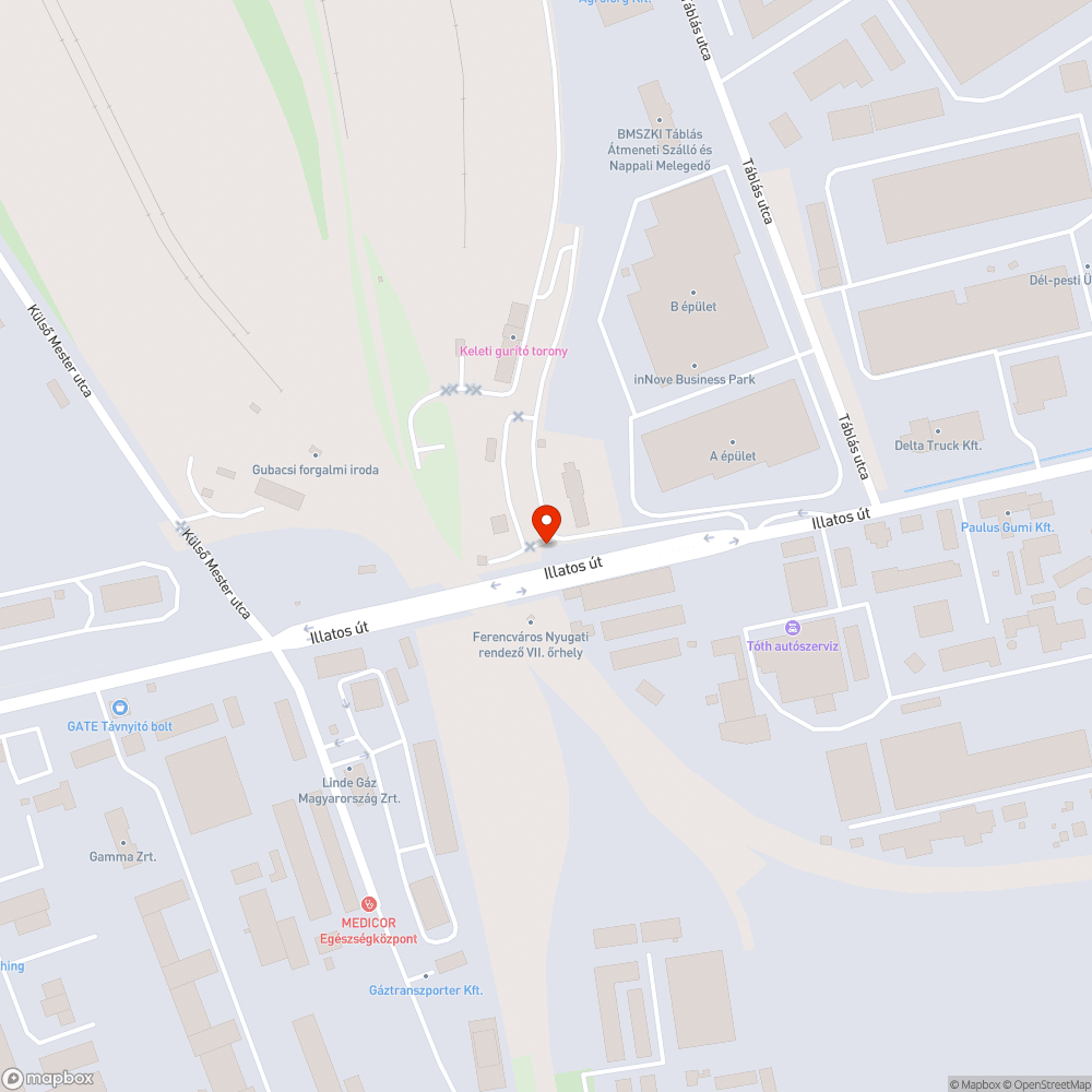 Főútvonalon található kátyú bejelentés helye