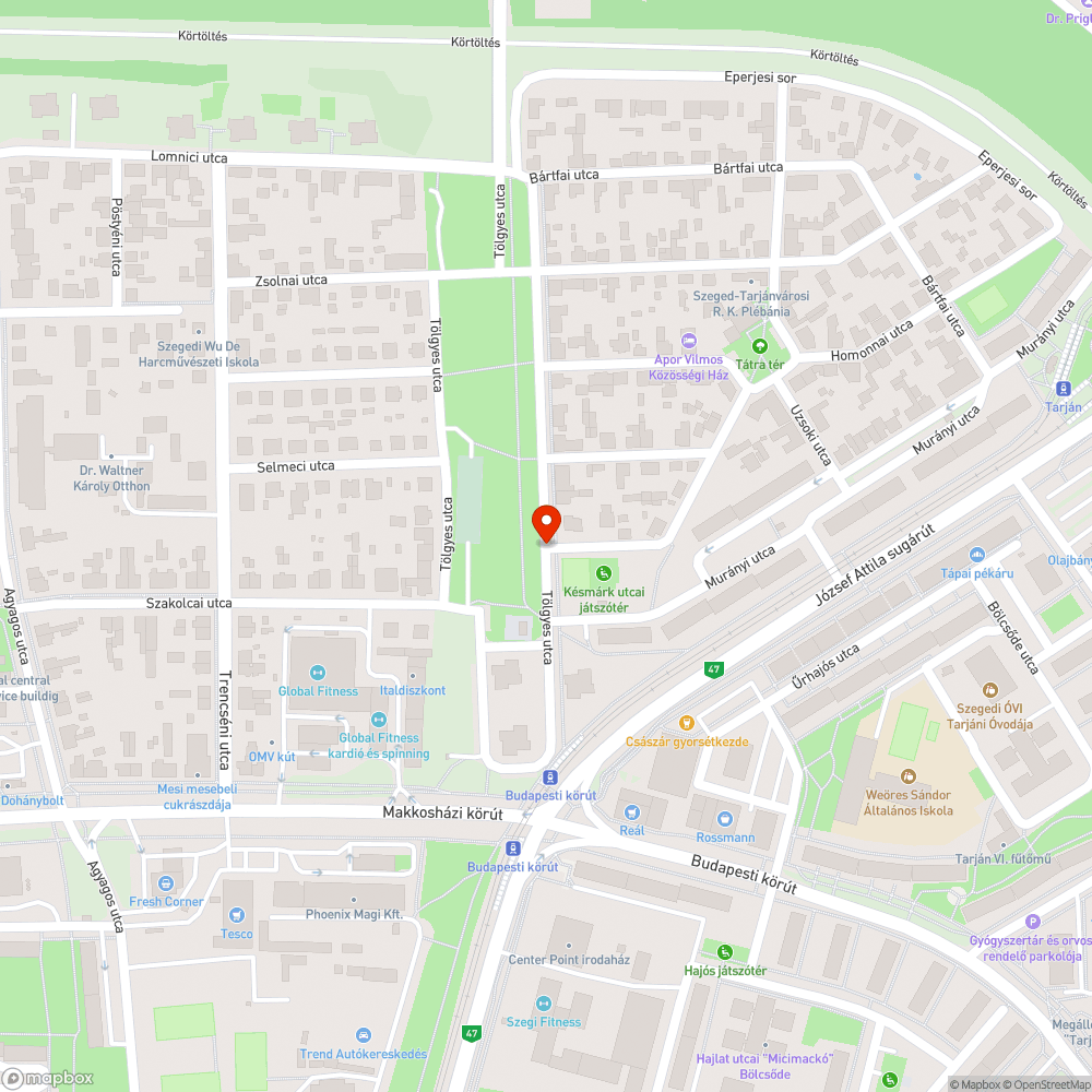 Növekvő kátyú a kereszteződésben bejelentés helye