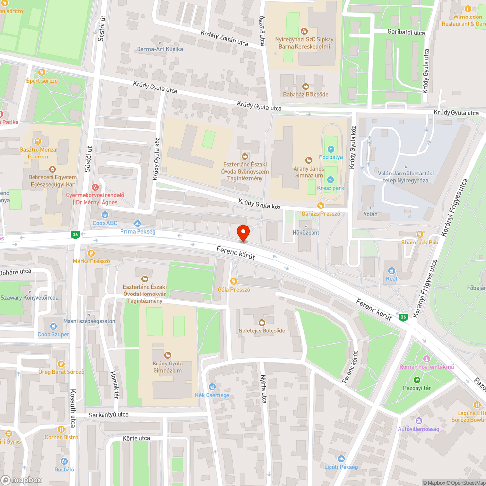 Úthiba bejelentés helye