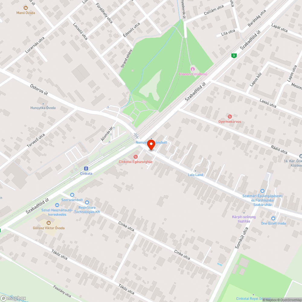 Félig kidőlt kábel tartó bejelentés helye