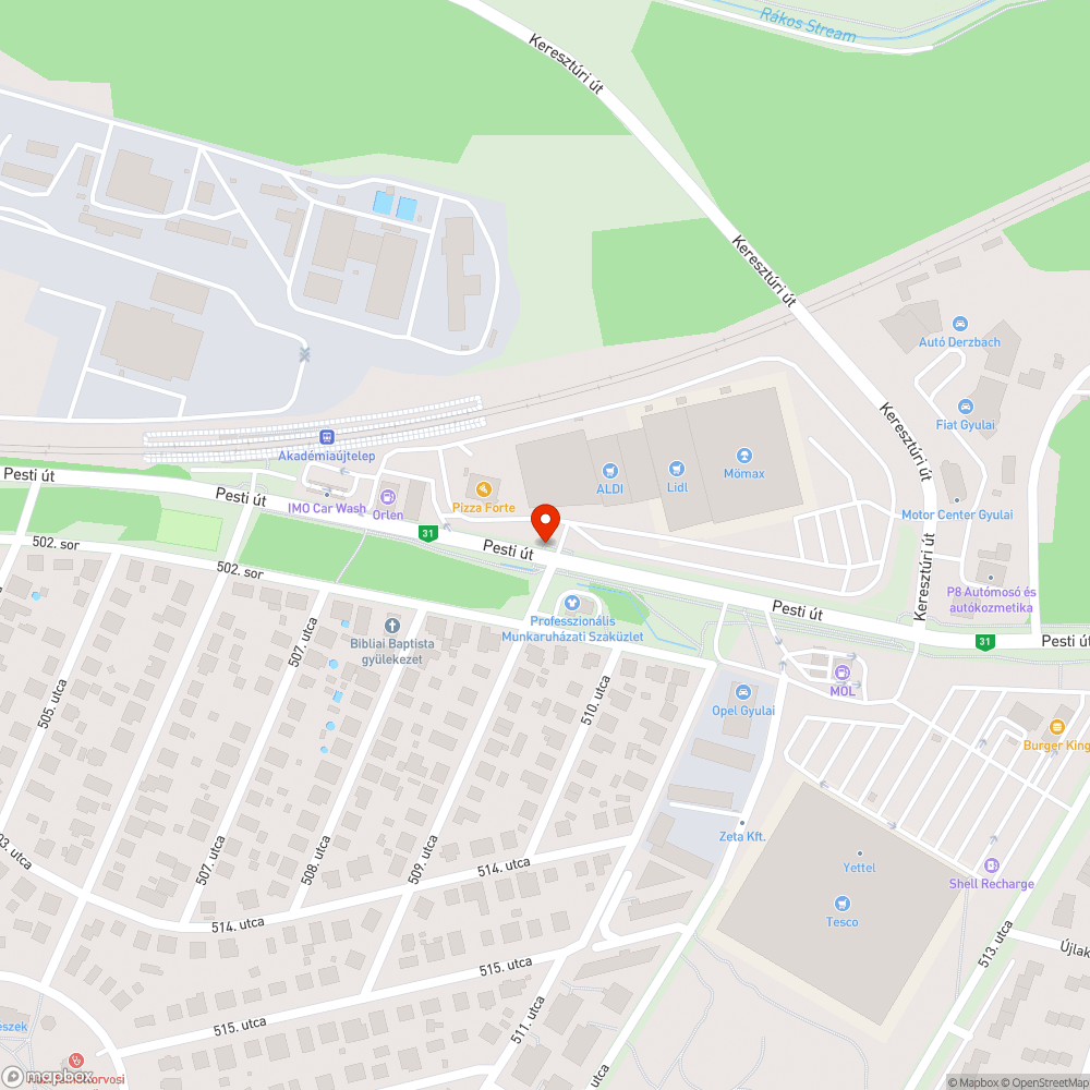 Hibás átkelésjelző nyomógomb bejelentés helye