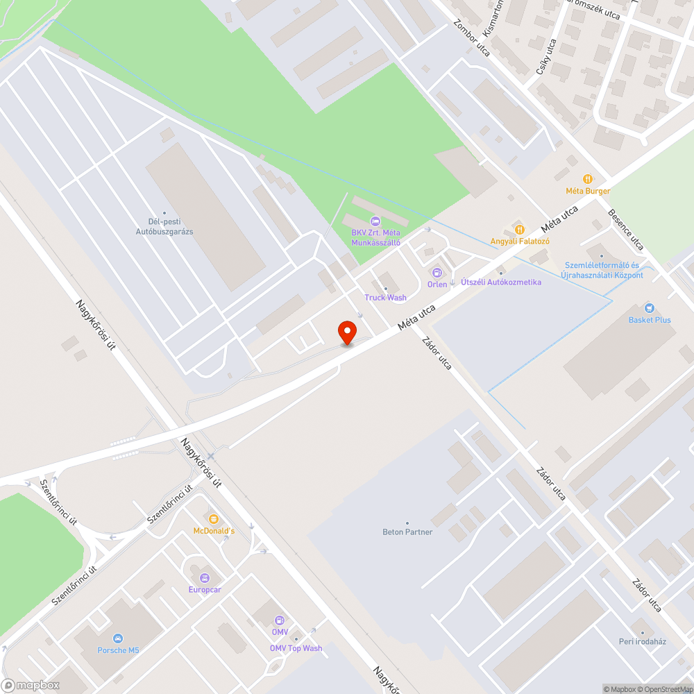 Méta utcai felüljáró útburkolat bejelentés helye