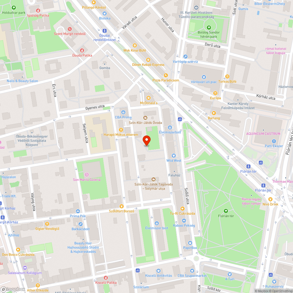 Máltai játszótér mellett kiszáradt fa bejelentés helye