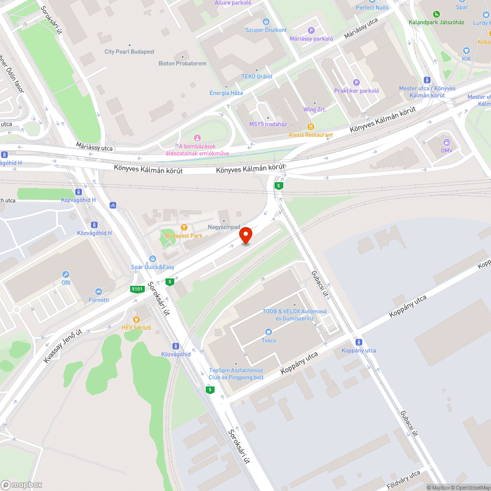 Kvassay úti parkoló szemétlerakás bejelentés helye