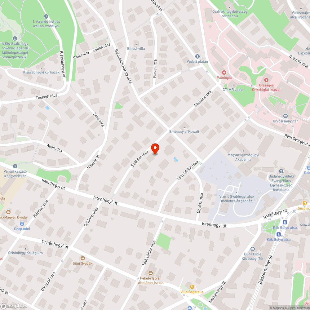 Kátyú a Szélács utcában bejelentés helye