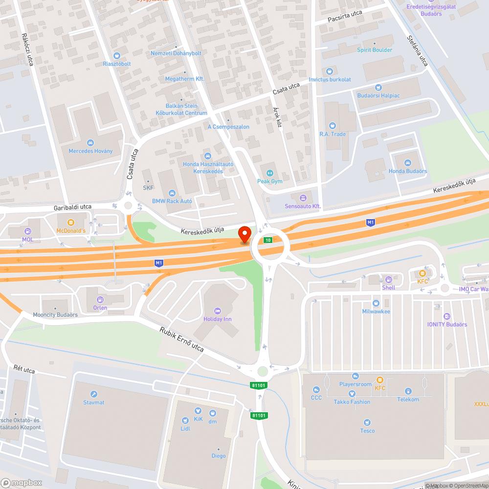 Kátyú az autópályán bejelentés helye