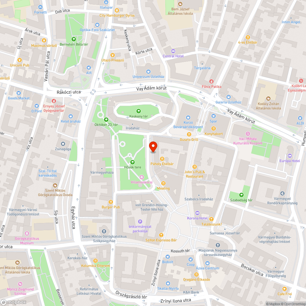 Hiányzó fák bejelentés helye