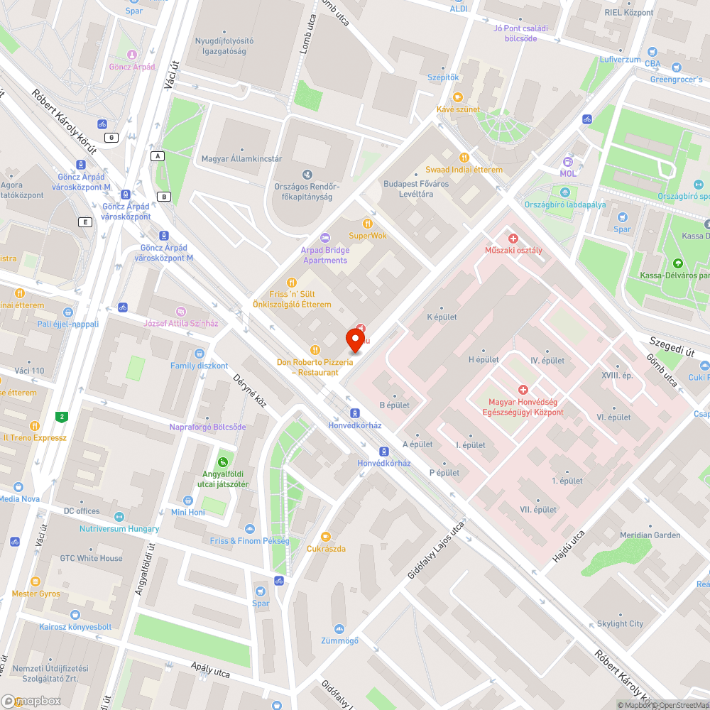 Honvéd kórház előtt kint maradt terelés bejelentés helye