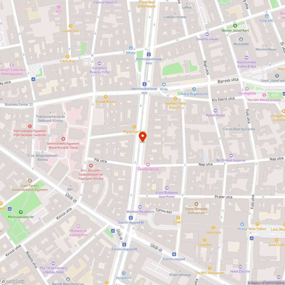 Kátyúk a József körúti kerékpársávban bejelentés helye