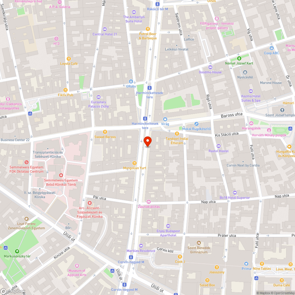 Nem visszafestett kerékpársáv a Baross utca előtt bejelentés helye