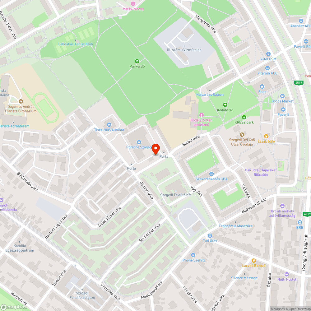 Elhagyott járművek a Sárosi utcai parkolóban bejelentés helye