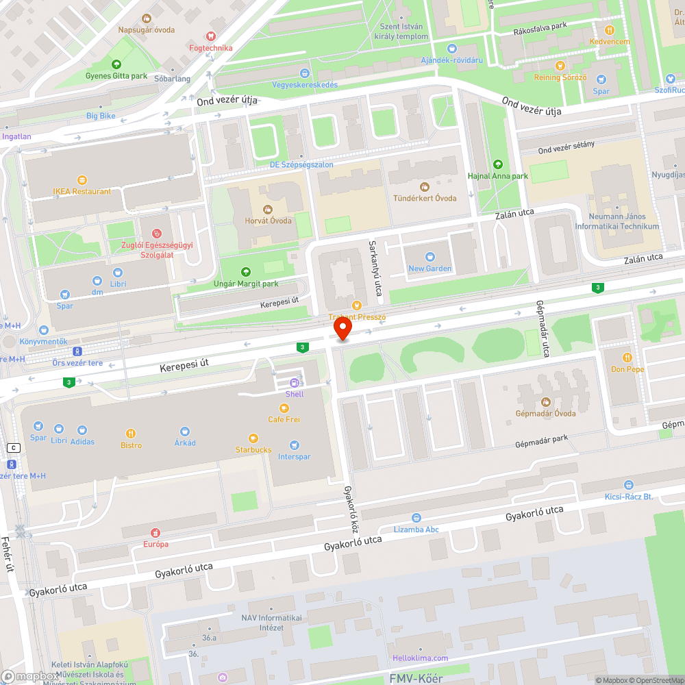 Beszakadt járda bejelentés helye