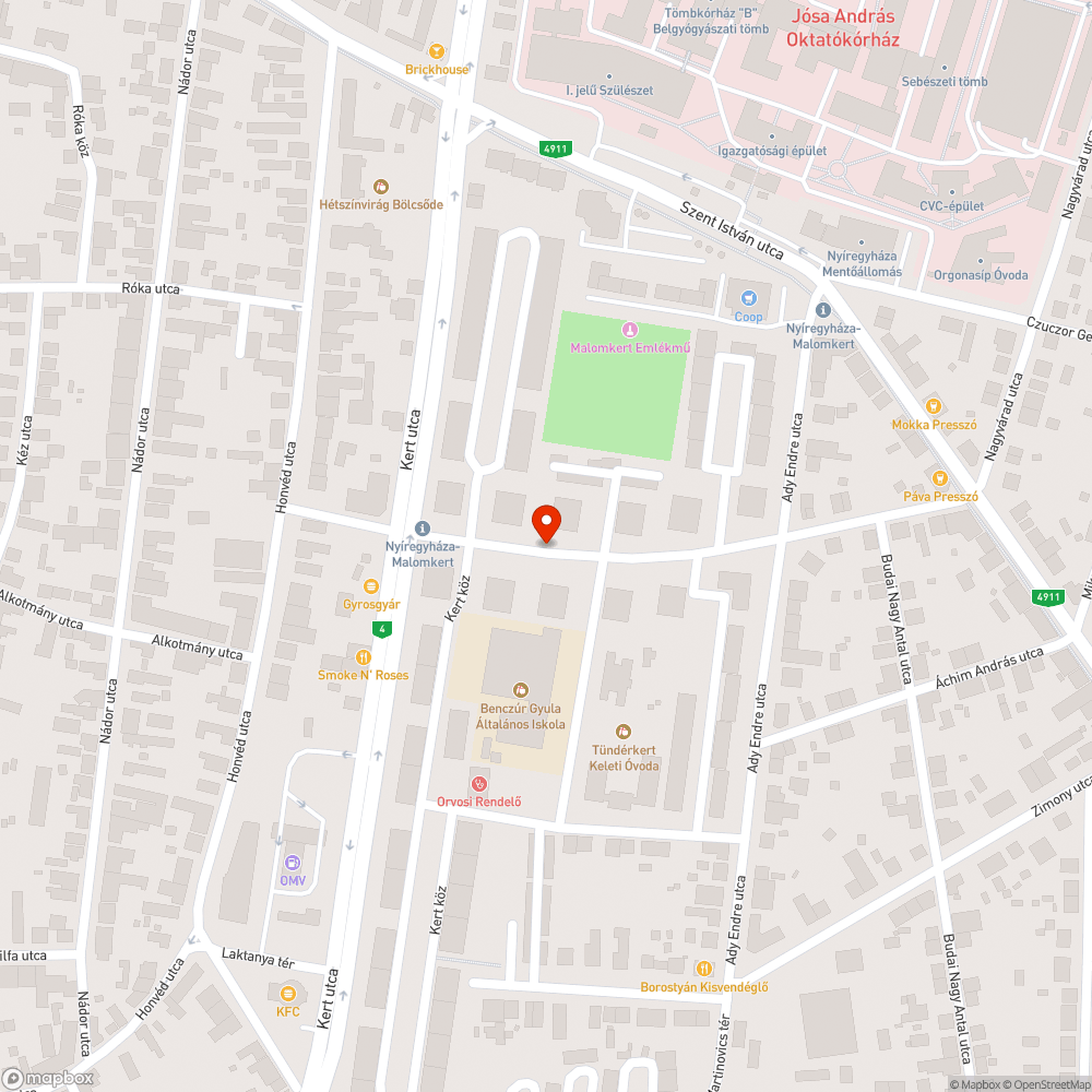 Kátyú bejelentés helye