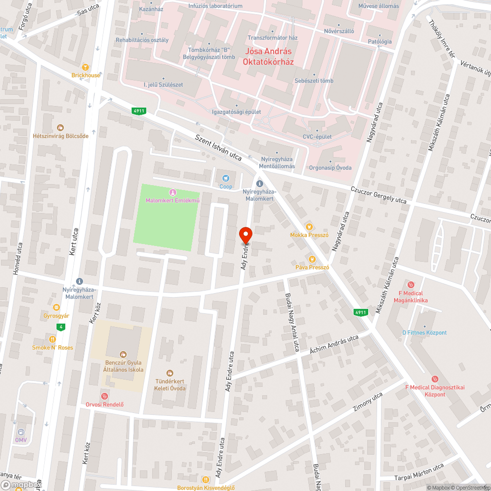 Beszakadt csatorna - Ady E. bejelentés helye