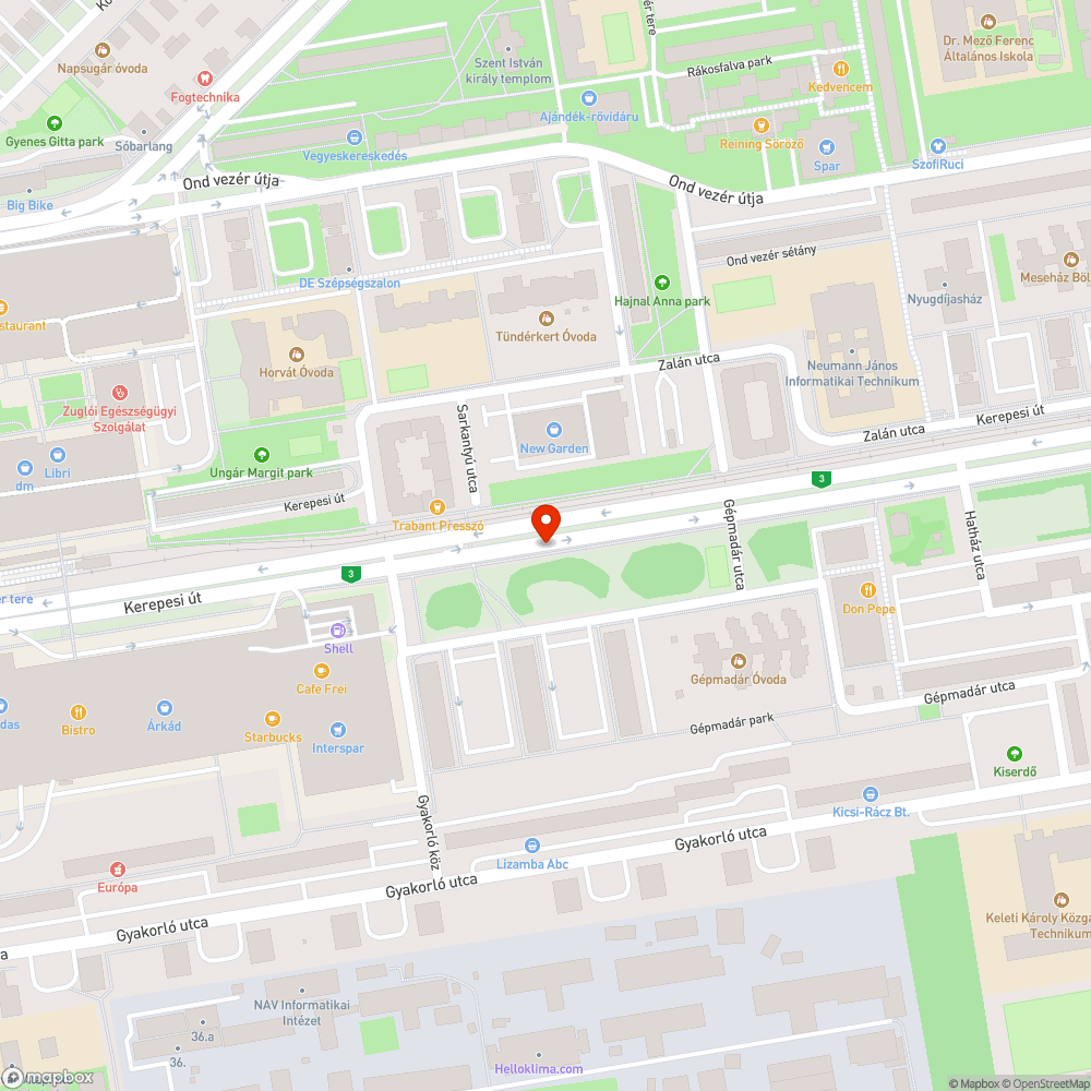 Kiégett izzó bejelentés helye