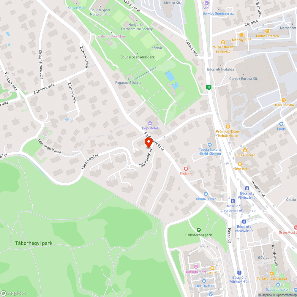 Táborhegyi út, beszakadt vízelvezető bejelentés helye