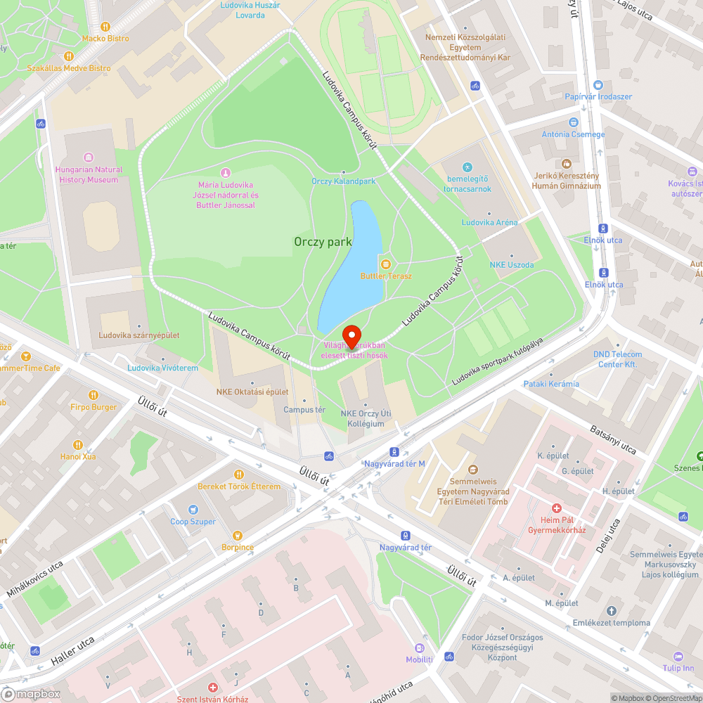 Erősen hiányos közvilágítás az Orczy-parkban bejelentés helye