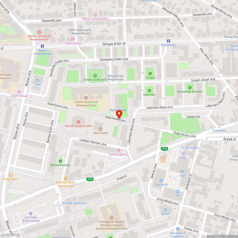 Sétáló utca sötét bejelentés helye