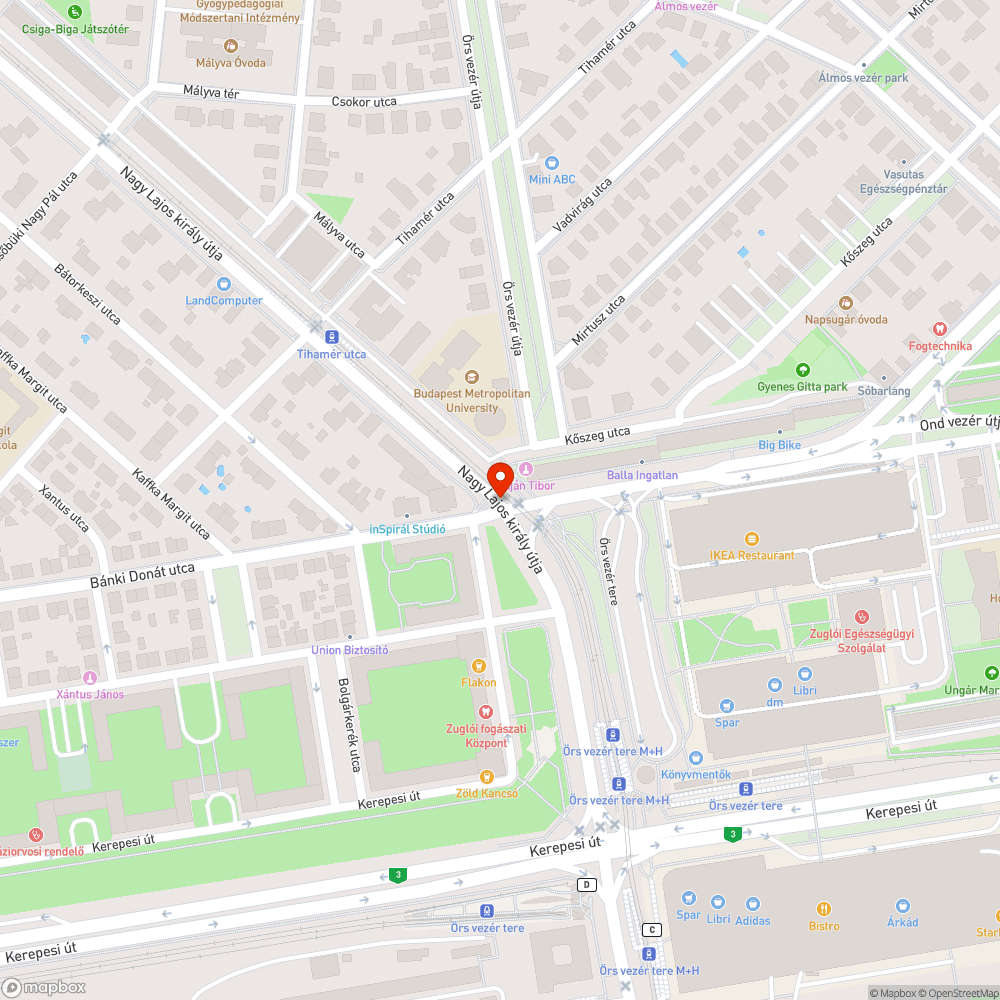 Megsüllyedt útpálya bejelentés helye