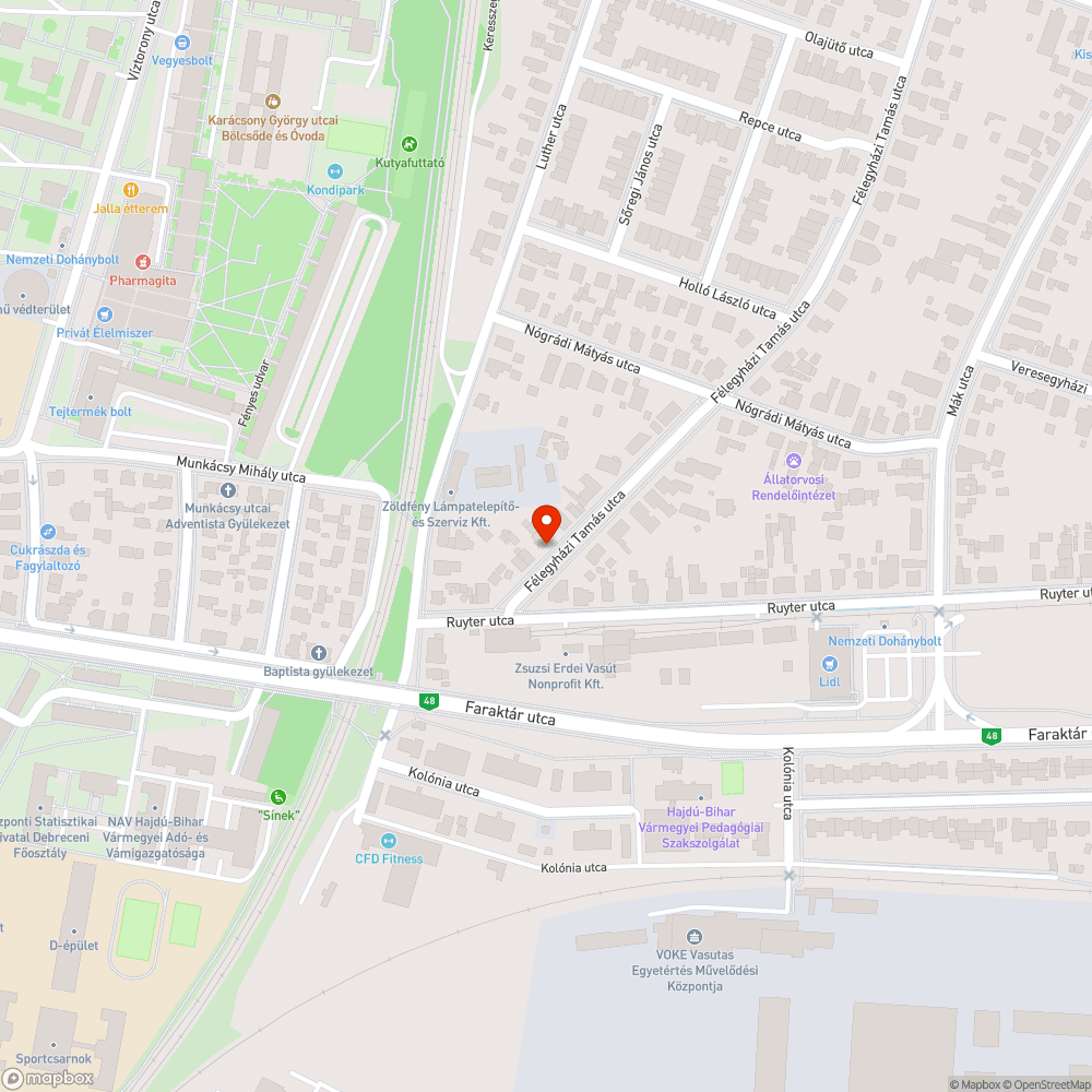 4034 Debrecen, Félegyházi Tamás u. 3. sz. előtti útszakaszon úthibák bejelentés helye