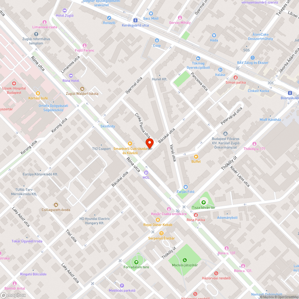 Egyenetlen, kátyús útszakasz bejelentés helye