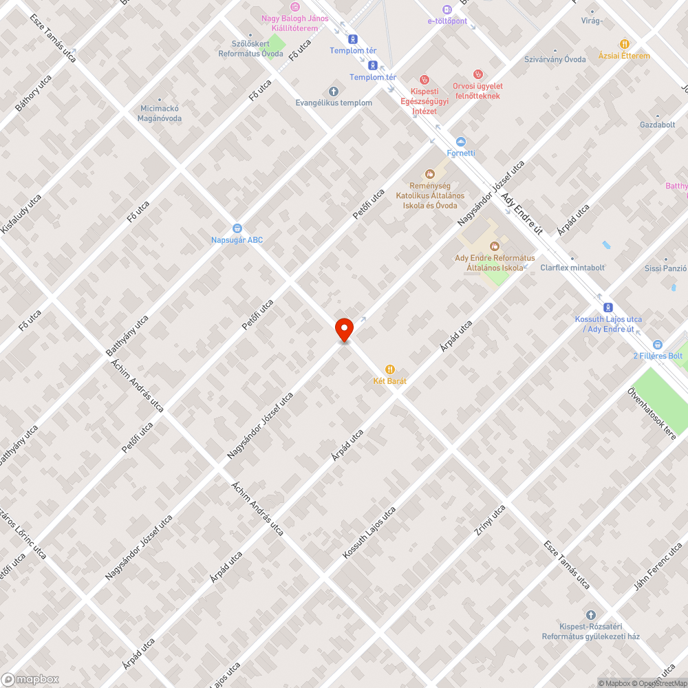 Kispest, Nagysándor József és Esze Tamás utcai kereszteződésében kialakult kátyú bejelentés helye