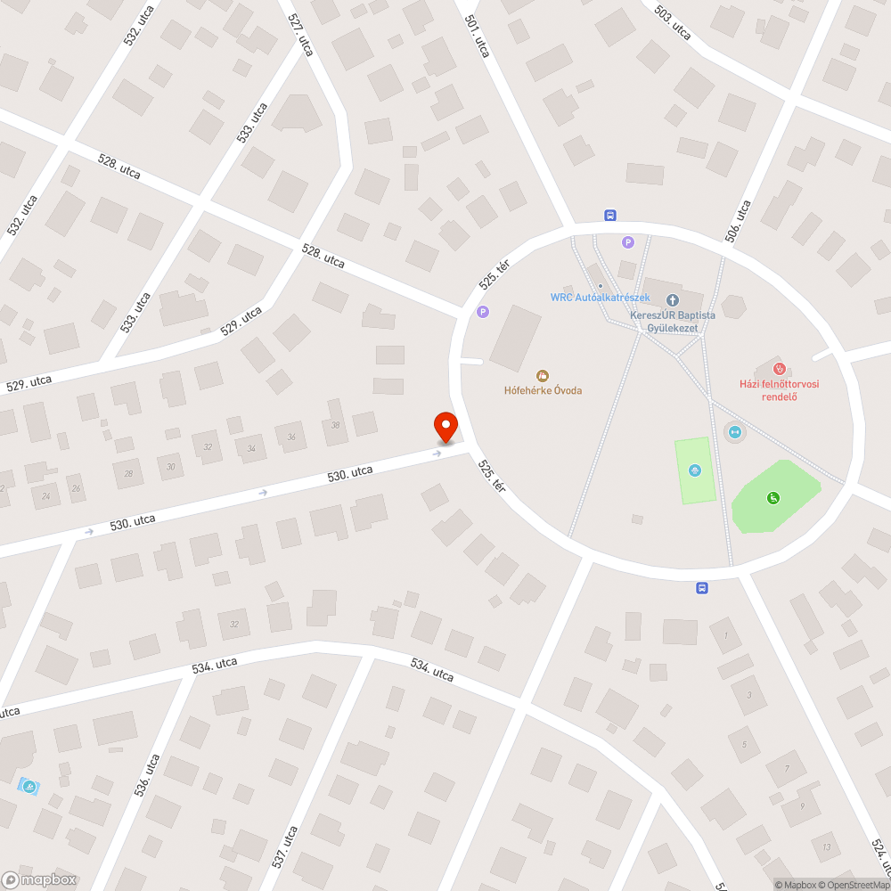 Kisebb tavak az 530. utca/525. tér sarkán bejelentés helye