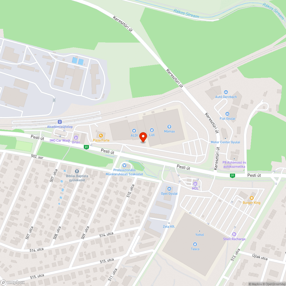 1173 Budapest, XVII. kerület 509. utcai jelzőlámpa bejelentés helye