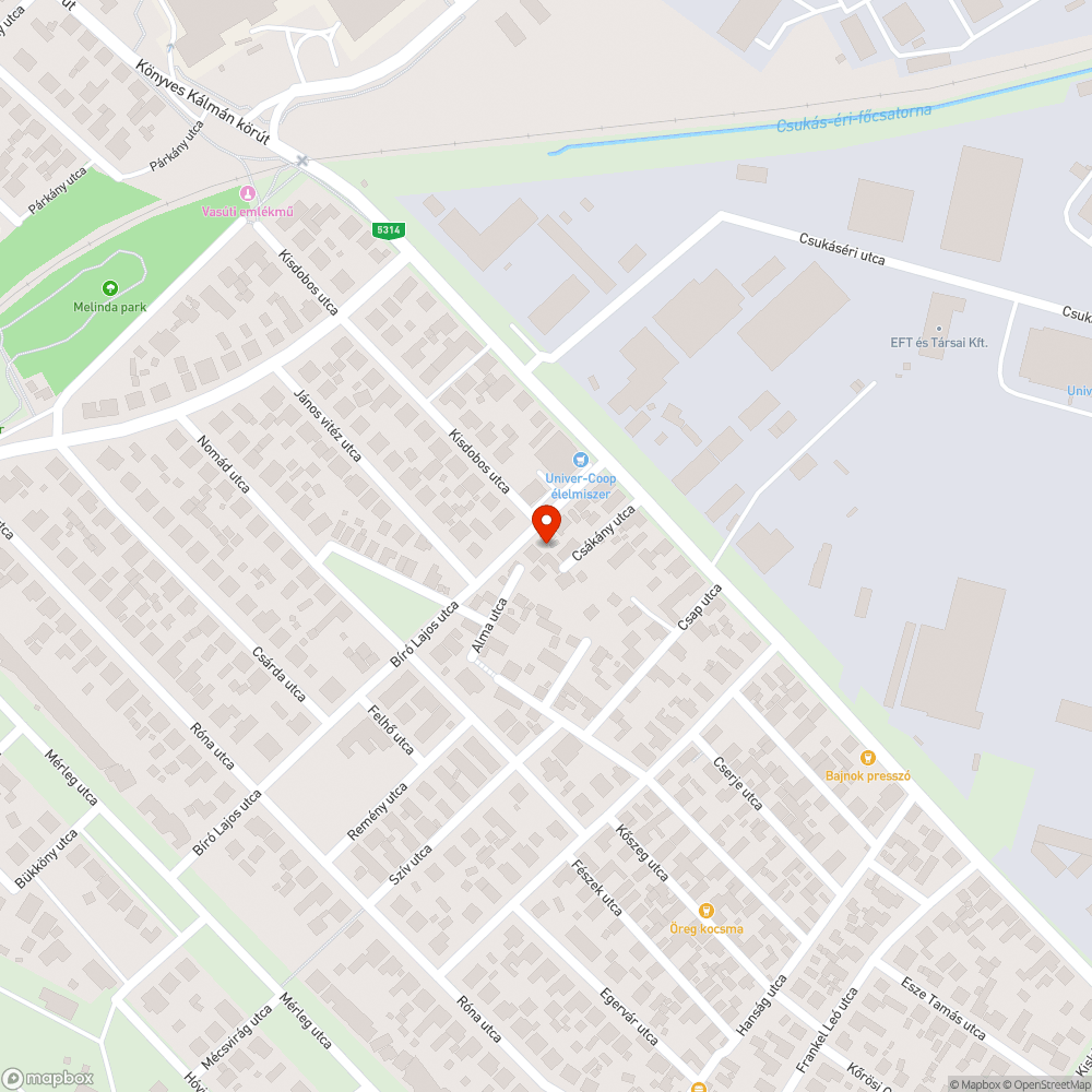 Megsüllyedt út a Bíró Lajos utcában bejelentés helye