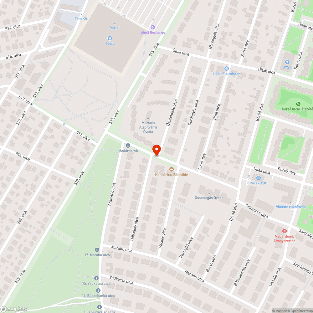 Félútnyi tócsa bejelentés helye