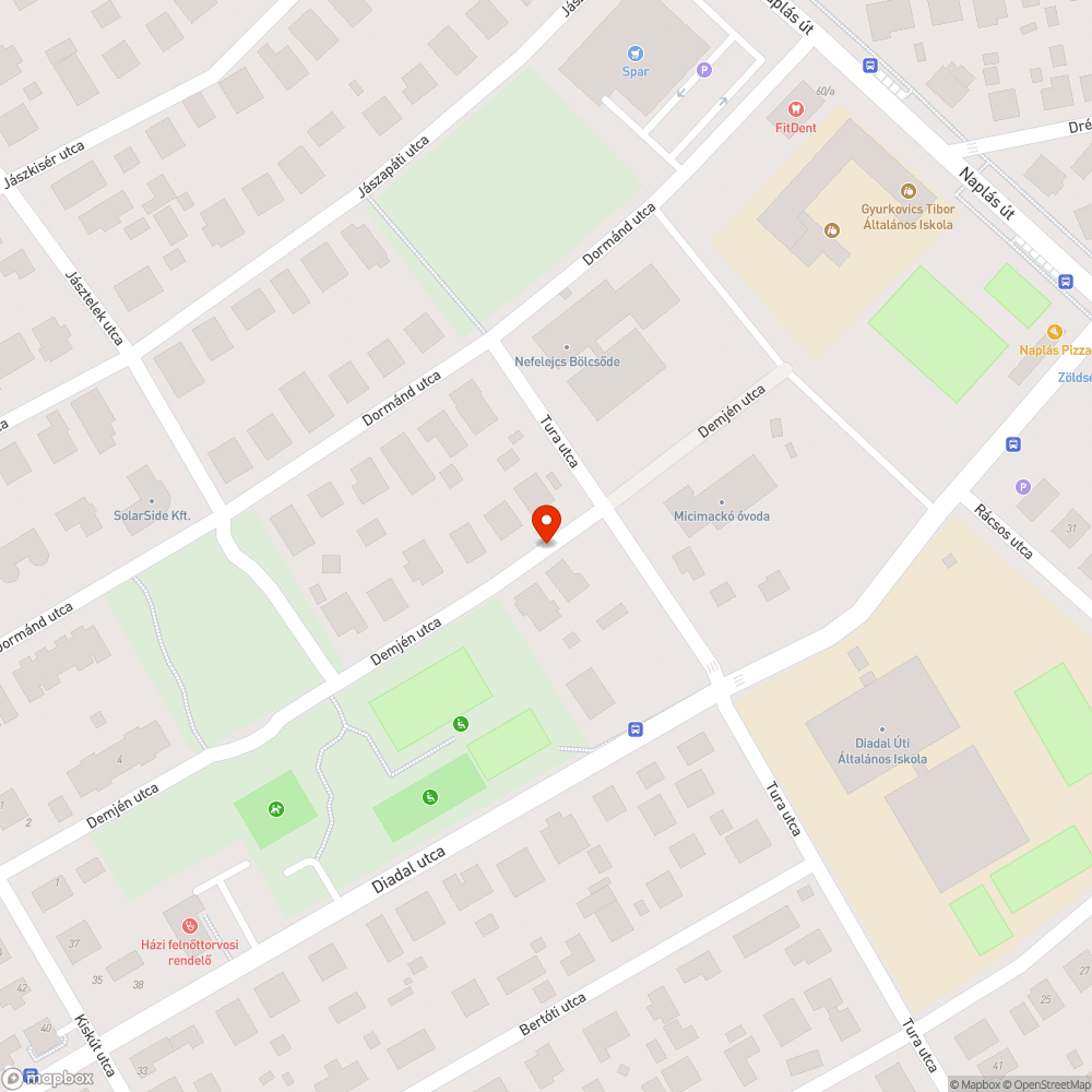 Kátyú a Demjén utcában bejelentés helye