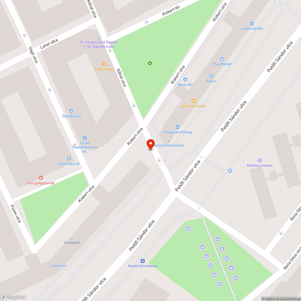 Kátyú a Kőhíd utcánál bejelentés helye