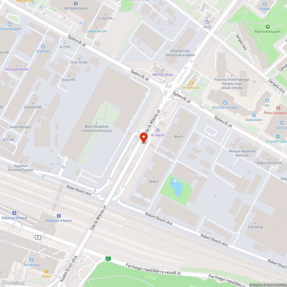 "Gyömrői út - Felüljáró" buszmegálló bejelentés helye